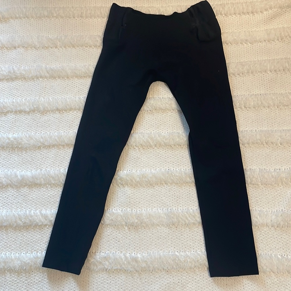 Active USA leggings black elastic side panels rayon spandex womens size M medium